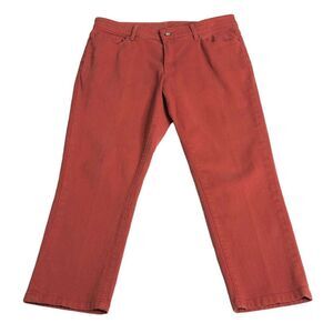 LL Bean Jeans Womens Petite 10 Red Orange Favorite Fit Crop Mid Rise Tapered Leg